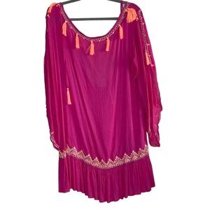 MANAKI WOMEN'S SWIMSUIT COVER UP EMBROIDERED DRESS ONE SIZE NWOT